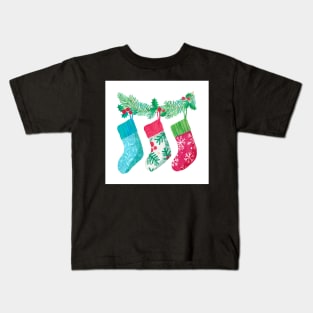 Pretty Family Christmas Stockings Kids T-Shirt